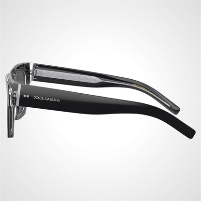 Dolce & Gabbana 0DG4413 675/R5 black square men's sunglasses with contrasting logo.