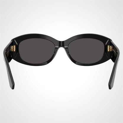 Dolce & Gabbana 0DG4502 501/87 black oval women's sunglasses with grey lens back view.