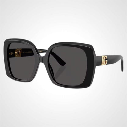 Dolce & Gabbana DG4475 501/87 black oversized square sunglasses, grey lens, gold logo.