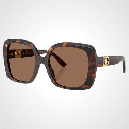Dolce & Gabbana DG4475 502/73 brown tortoise oversized women's sunglasses with gold metal logo side view