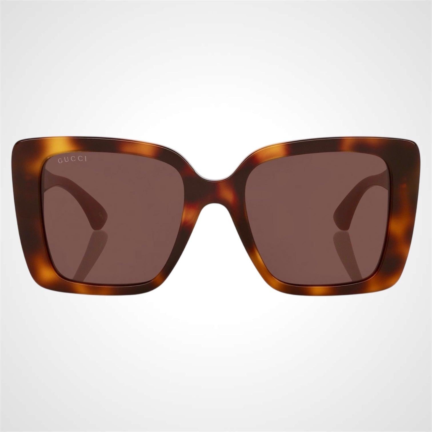 GUCCI GG1861S 002 brown tortoise square oversized women's sunglasses front view
