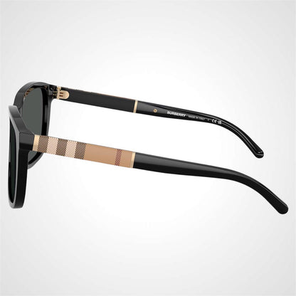 Burberry 0BE4181 300187 black square sunglasses brown check arms side view