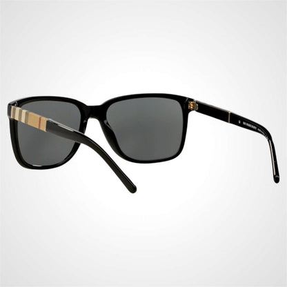 Burberry 0BE4181 300187 black square brown check arm sunglasses for men