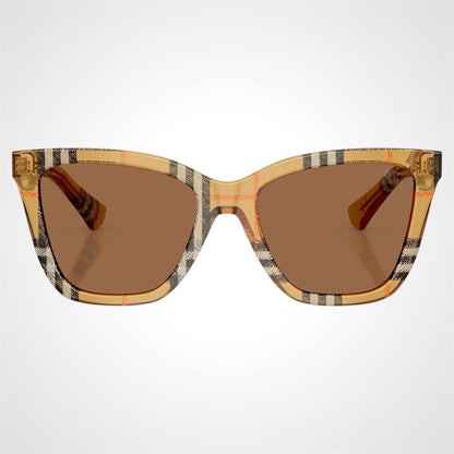 Burberry BE4470 416373 brown classic check square women's sunglasses front view