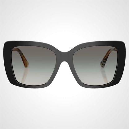 Burberry BE4456 416111 black oversized women's sunglasses with brown check arms front frame
