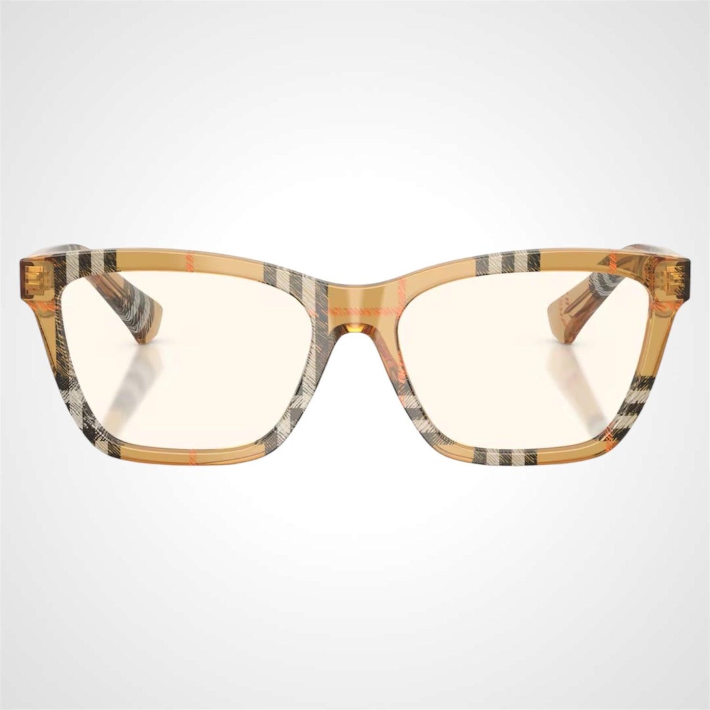 Burberry 0BE2440 4163 brown check sand eyeglasses for women front view