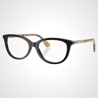 Burberry BE2431 4161 black front frame brown check cat eye eyeglasses side view