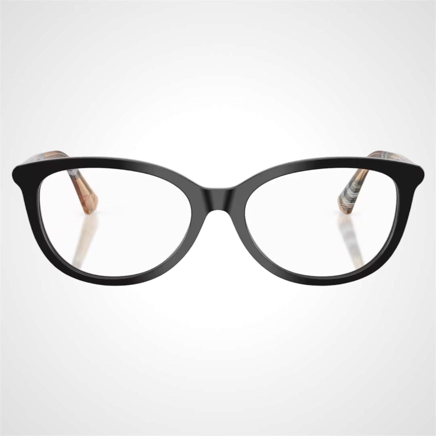 Burberry BE2431 4161 black frame brown check arms cat eye glasses front frame