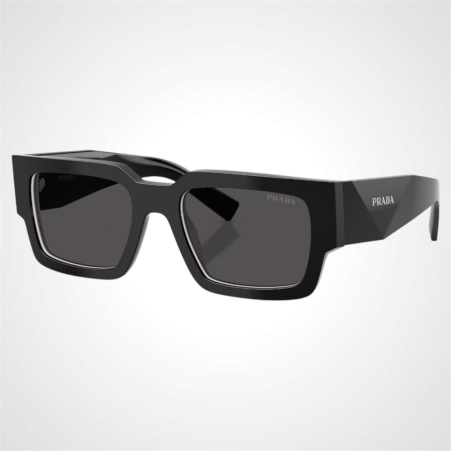 Prada PRB17S 16K08Z black and talc white lined square mens sunglasses