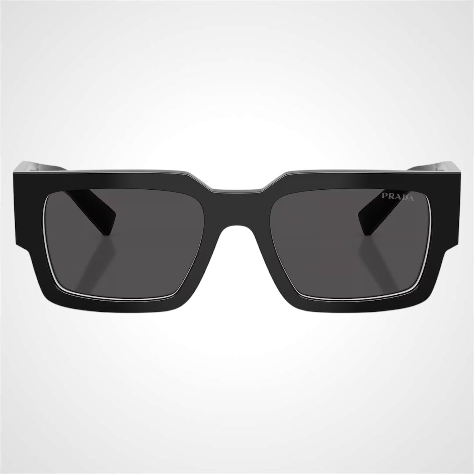 Prada PRB17S 16K08Z black and talc white lined square mens sunglasses front frame