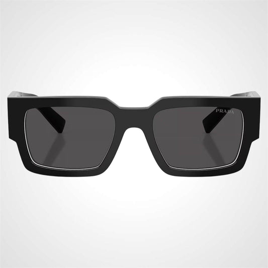 Prada PRB17S 16K08Z black and talc white lined square mens sunglasses front frame