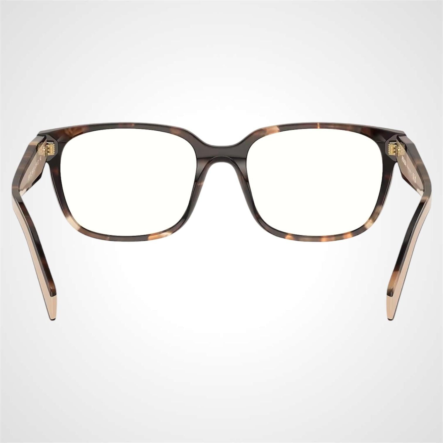Prada 0PR17ZV 07R1O1 back view of brown beige square eyeglasses