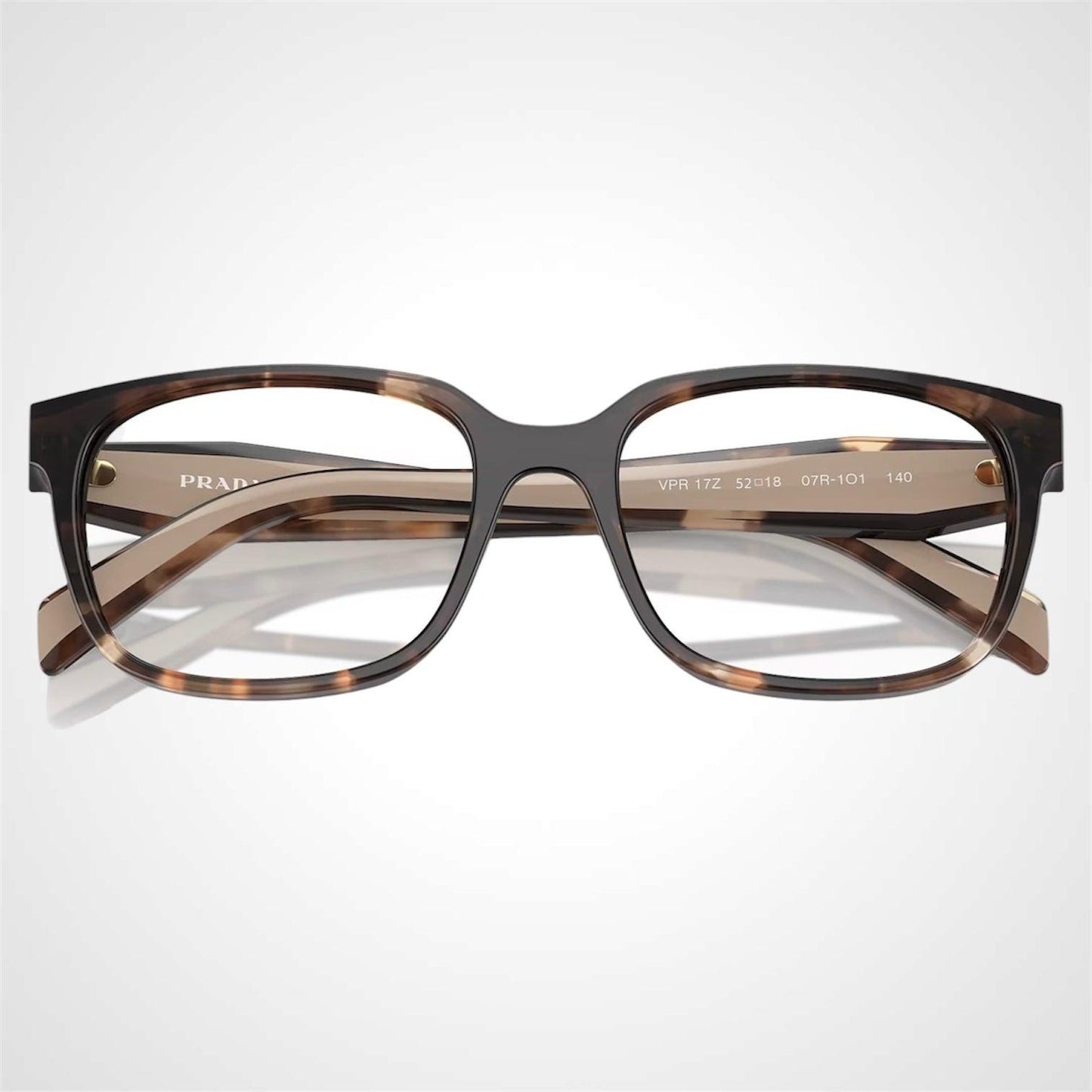 Prada 0PR17ZV 07R1O1 front view of brown beige square eyeglasses