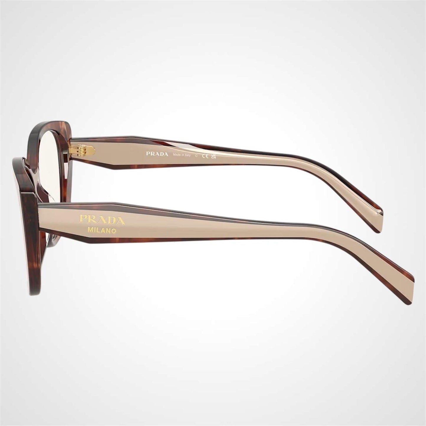 Prada PRB04V 07R1O1 brown beige symbole cat eye women's eyeglasses side view