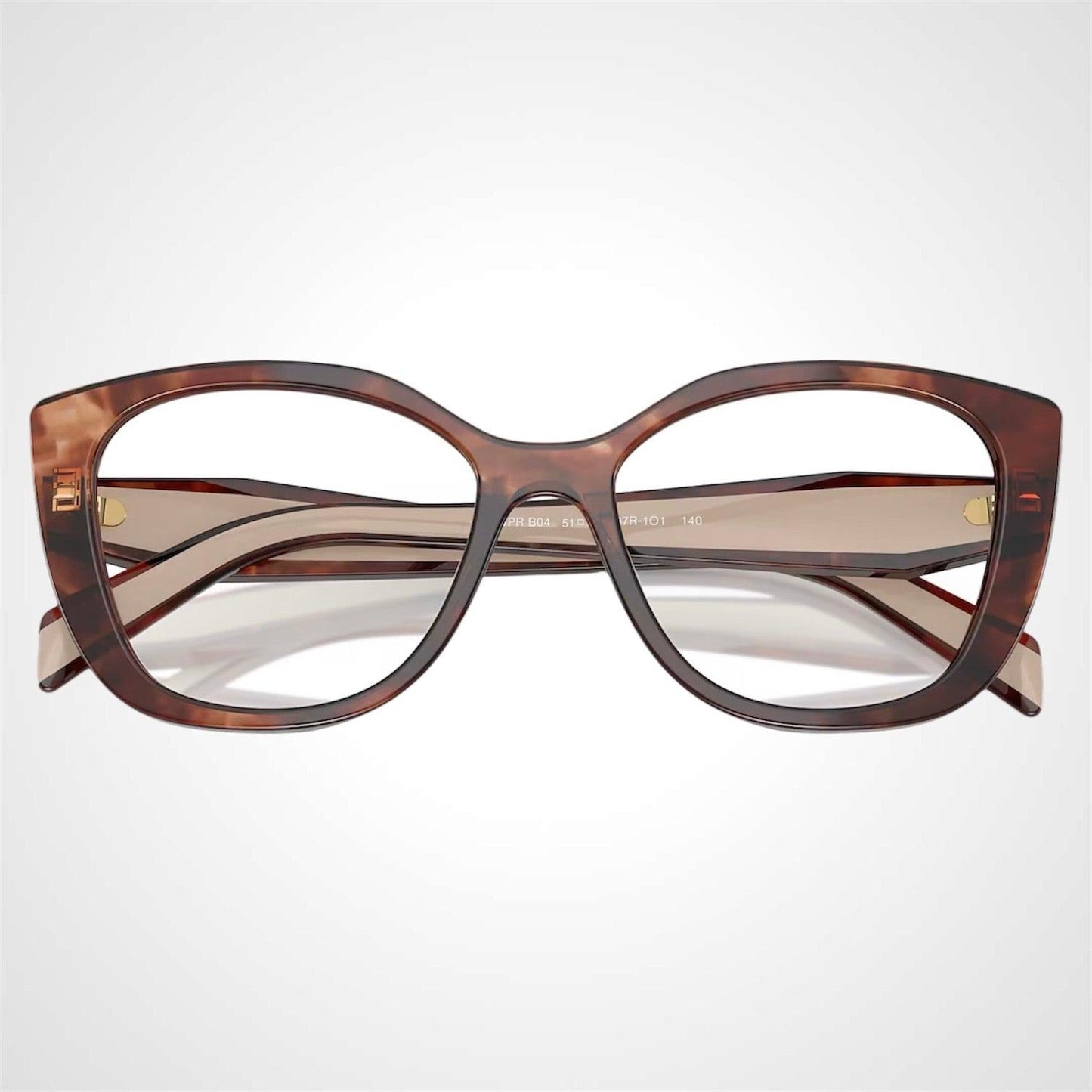 Prada PRB04V 07R1O1 brown beige symbole cat eye women's eyeglasses front view
