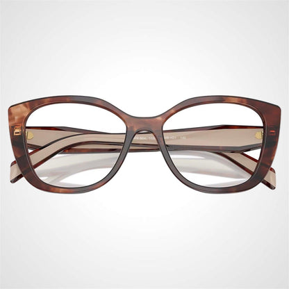 Prada PRB04V 07R1O1 brown beige symbole cat eye women's eyeglasses front view