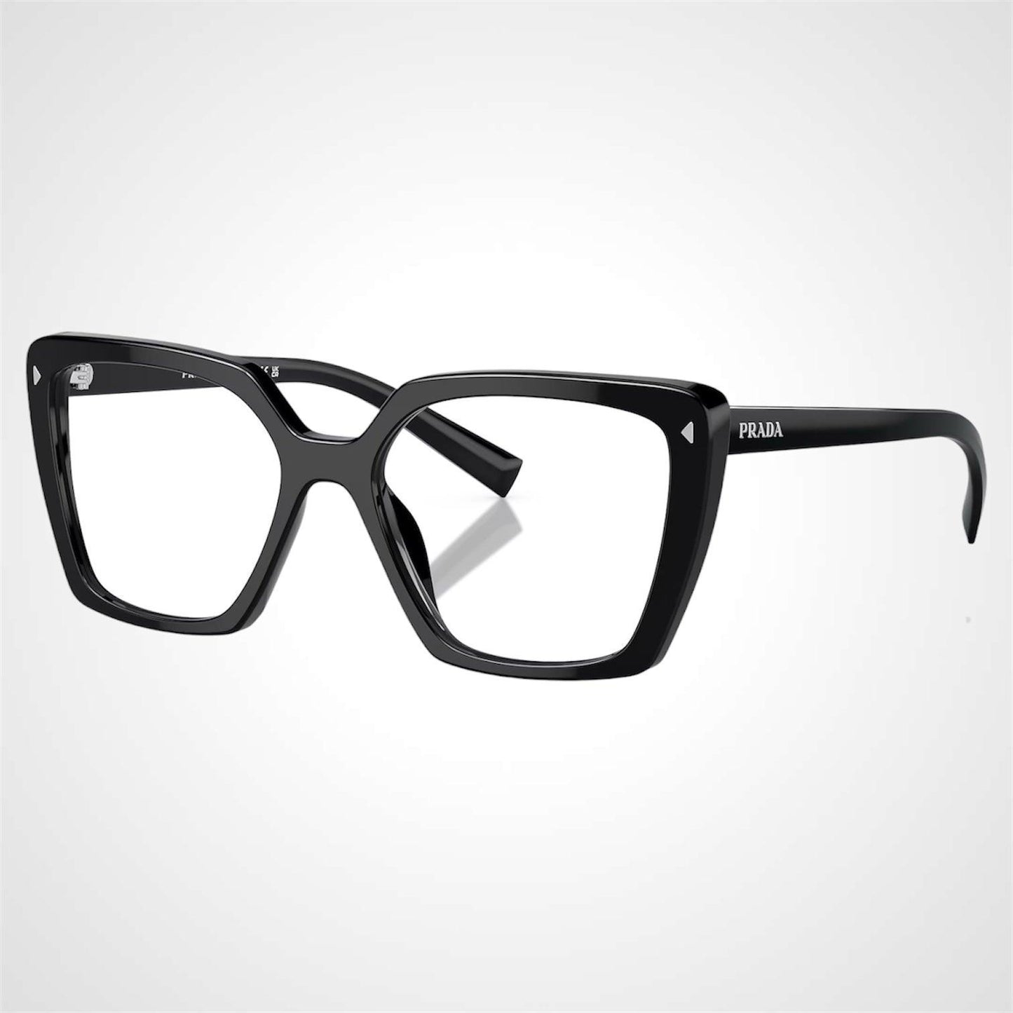 Prada 0PR16ZV 1AB1O1 black oversized silver hardware women’s eyeglasses