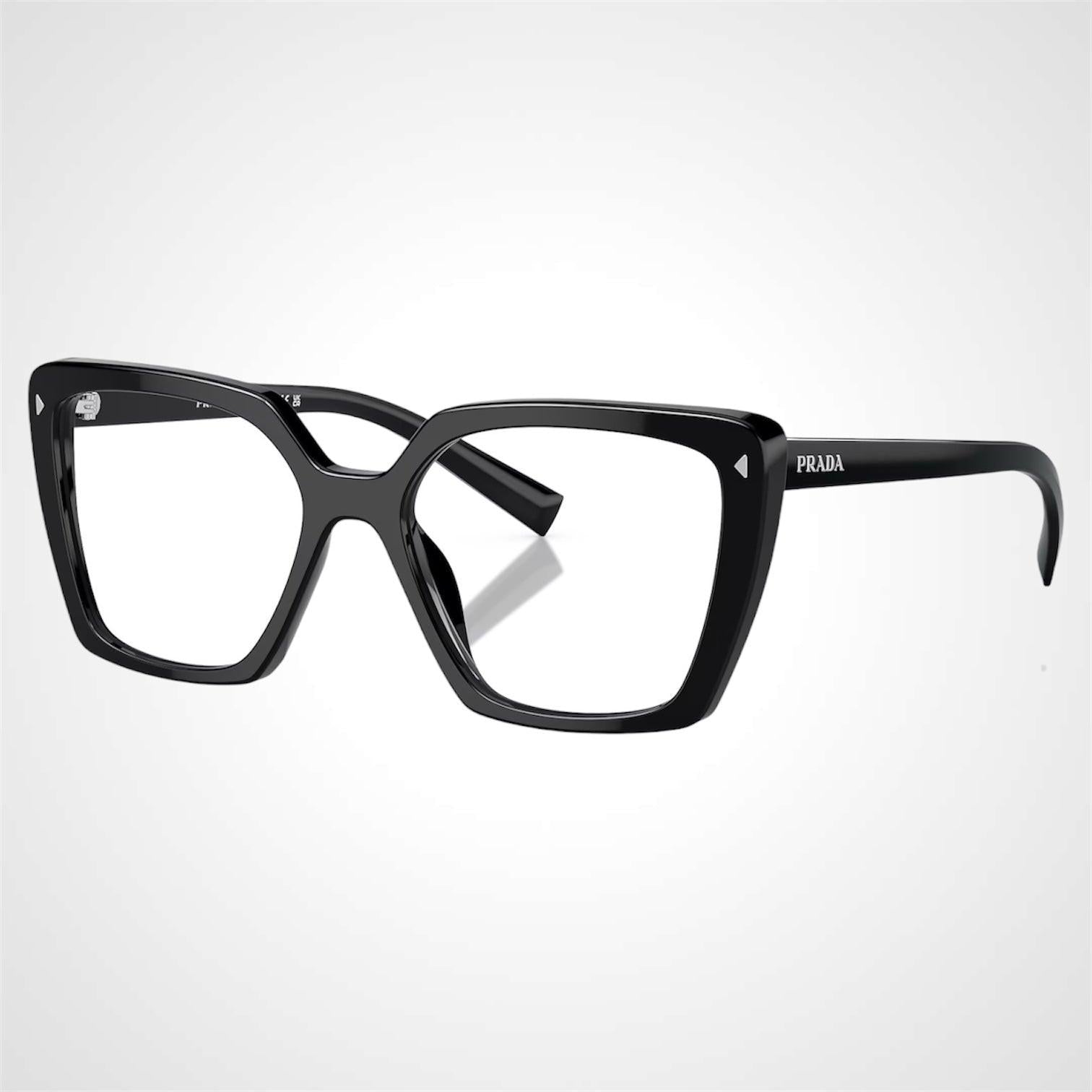 Prada 0PR16ZV 1AB1O1 black oversized silver hardware women’s eyeglasses