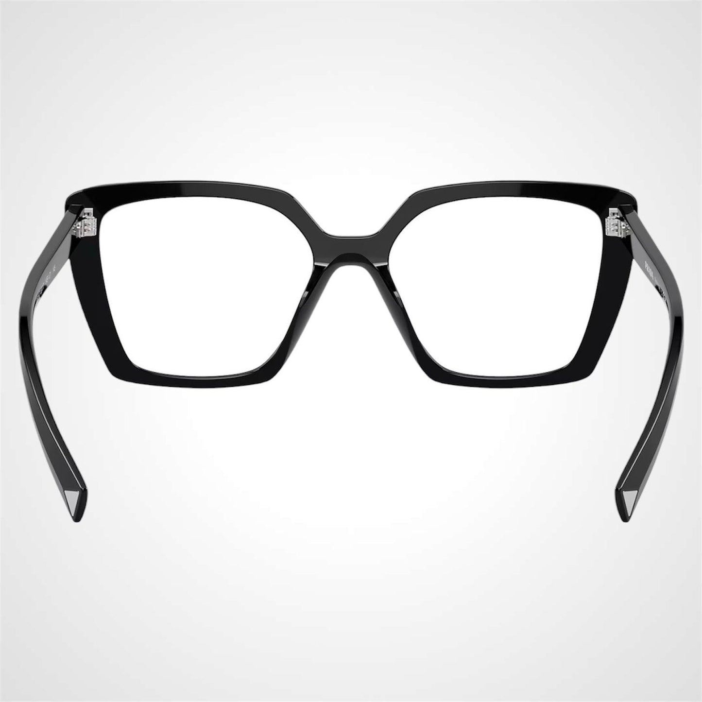 Prada 0PR16ZV 1AB1O1 black oversized silver hardware women’s eyeglasses back view
