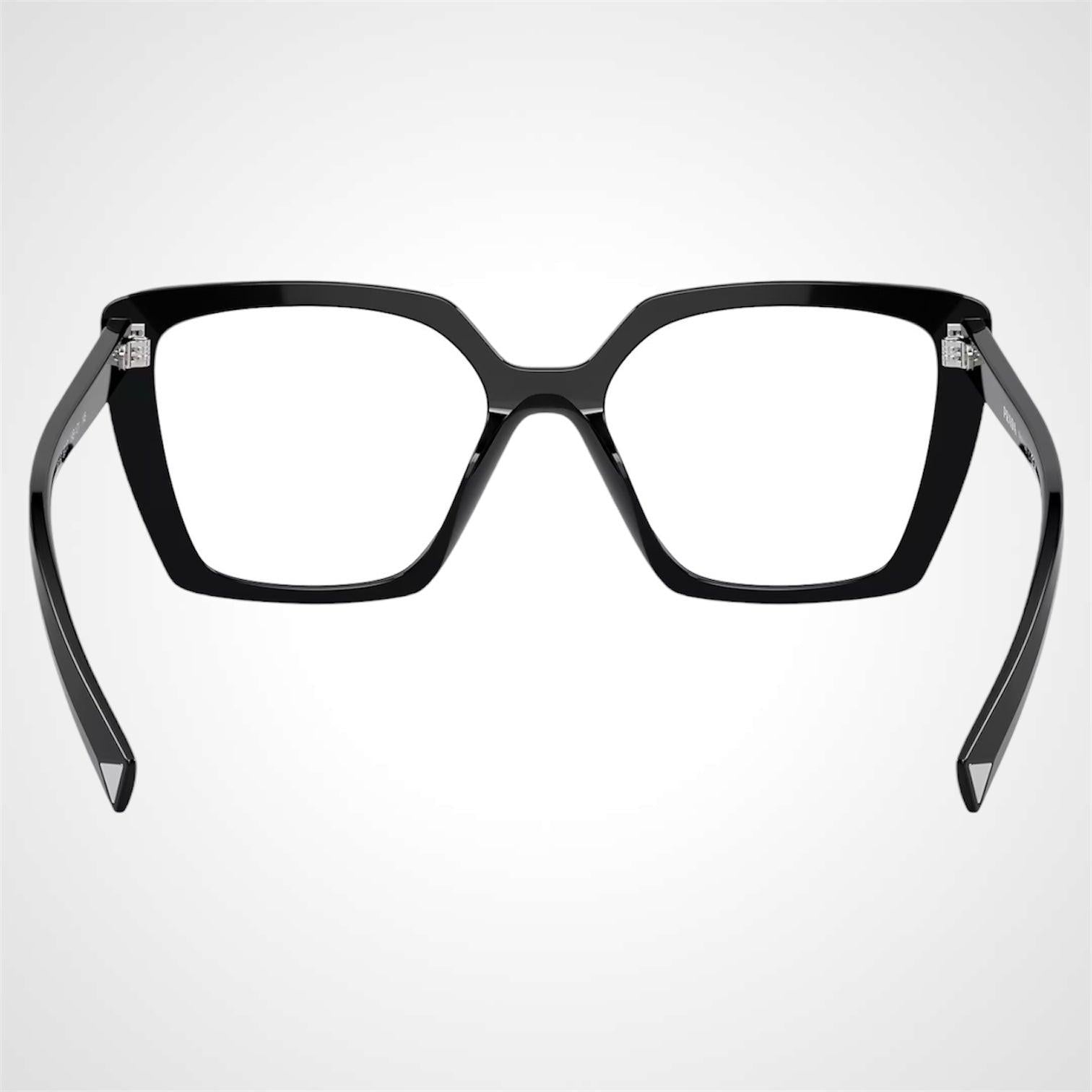 Prada 0PR16ZV 1AB1O1 black oversized silver hardware women’s eyeglasses back view