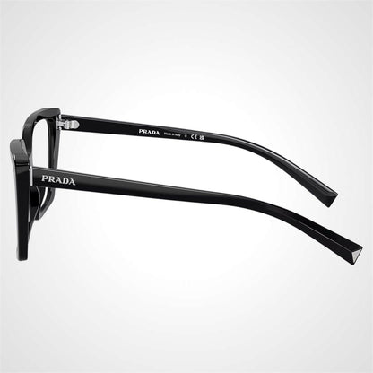 Prada 0PR16ZV 1AB1O1 black oversized silver hardware women’s eyeglasses side view