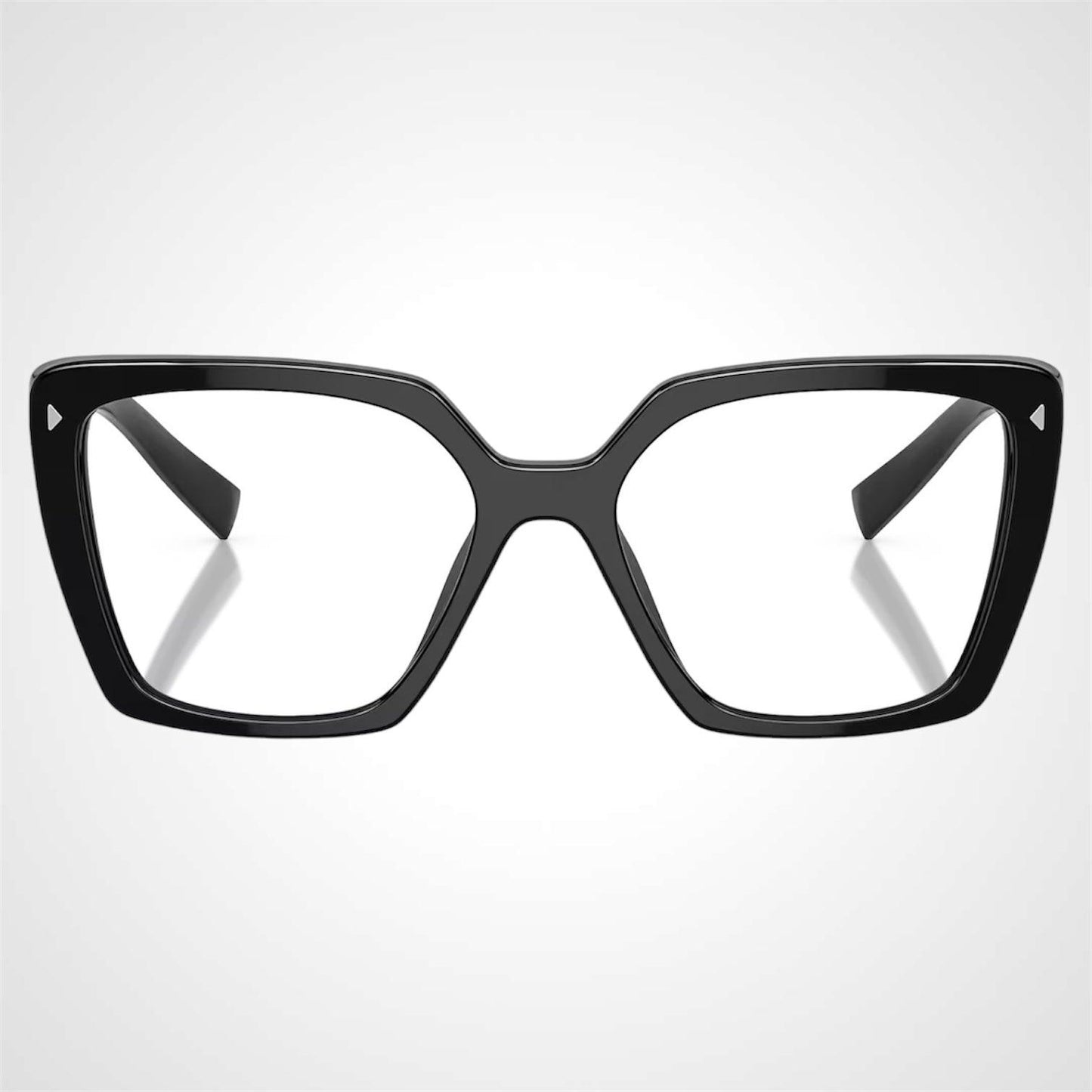 Prada 0PR16ZV 1AB1O1 black oversized silver hardware women’s eyeglasses front frame