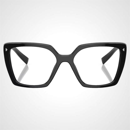 Prada 0PR16ZV 1AB1O1 black oversized silver hardware women’s eyeglasses front frame
