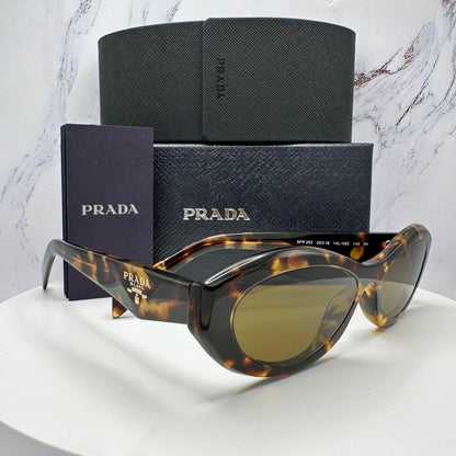 Prada PR 26ZS 14L09Z tortoise women's sunglasses with box and case with brown lens side view