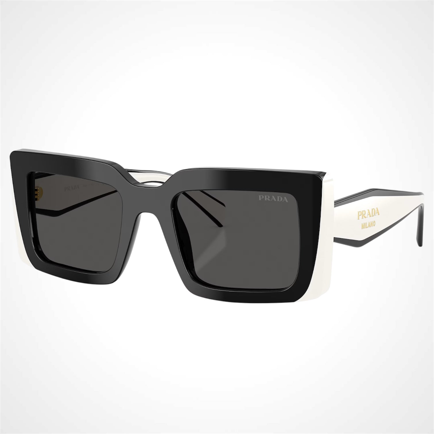 Prada PRD01S 20G08Z Black White Rectangle Symbole Sunglasses 