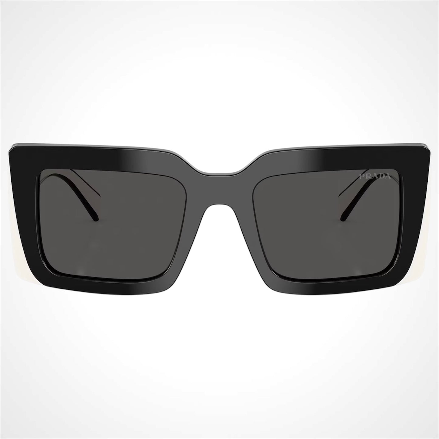 Prada PRD01S 20G08Z Black White Rectangle Symbole Sunglasses Front View 