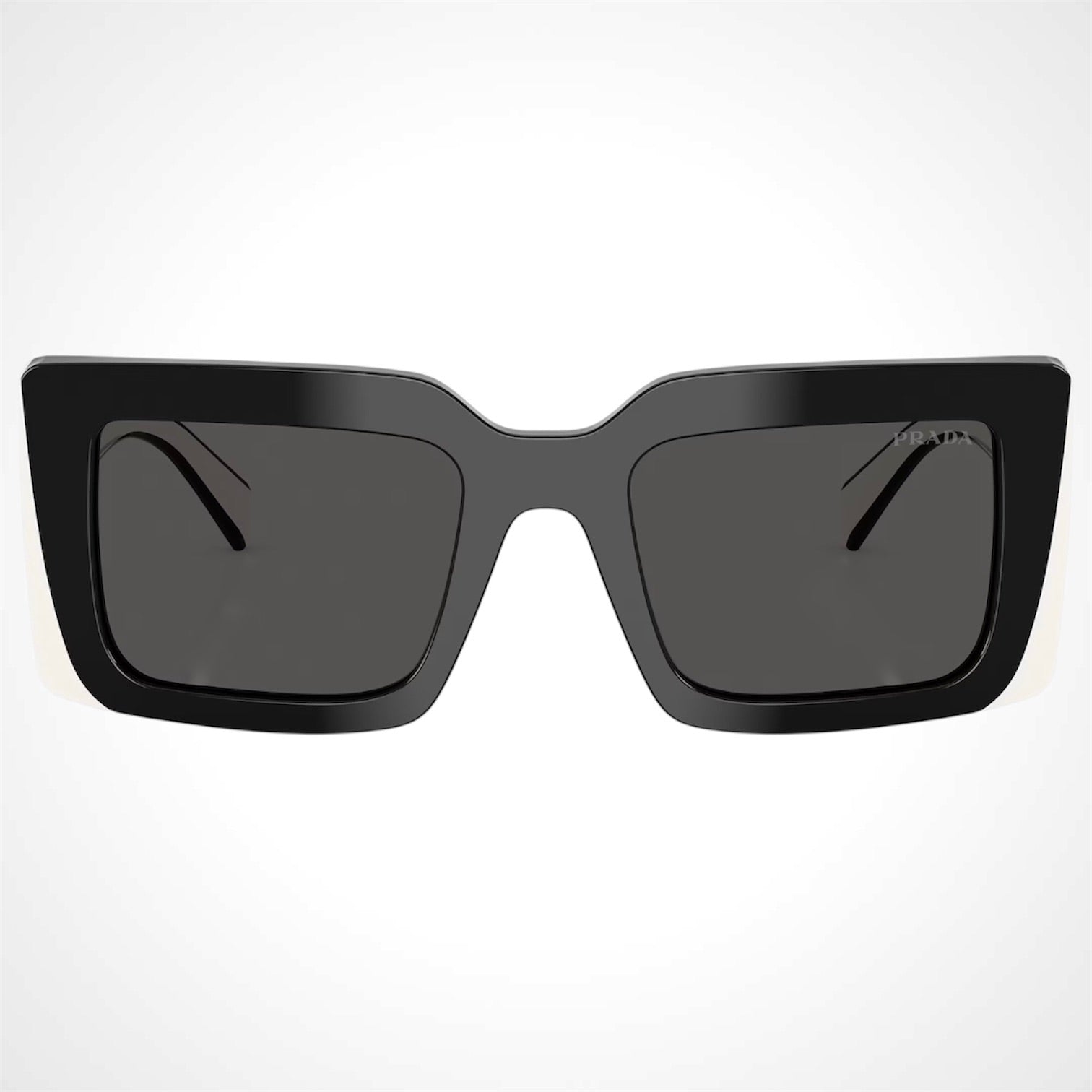 Prada PRD01S 20G08Z Black White Rectangle Symbole Sunglasses Front View 