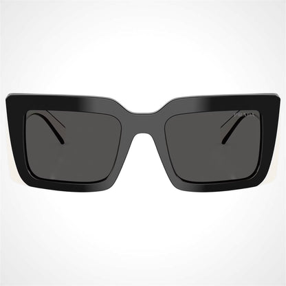 Prada PRD01S 20G08Z Black White Rectangle Symbole Sunglasses Front View 