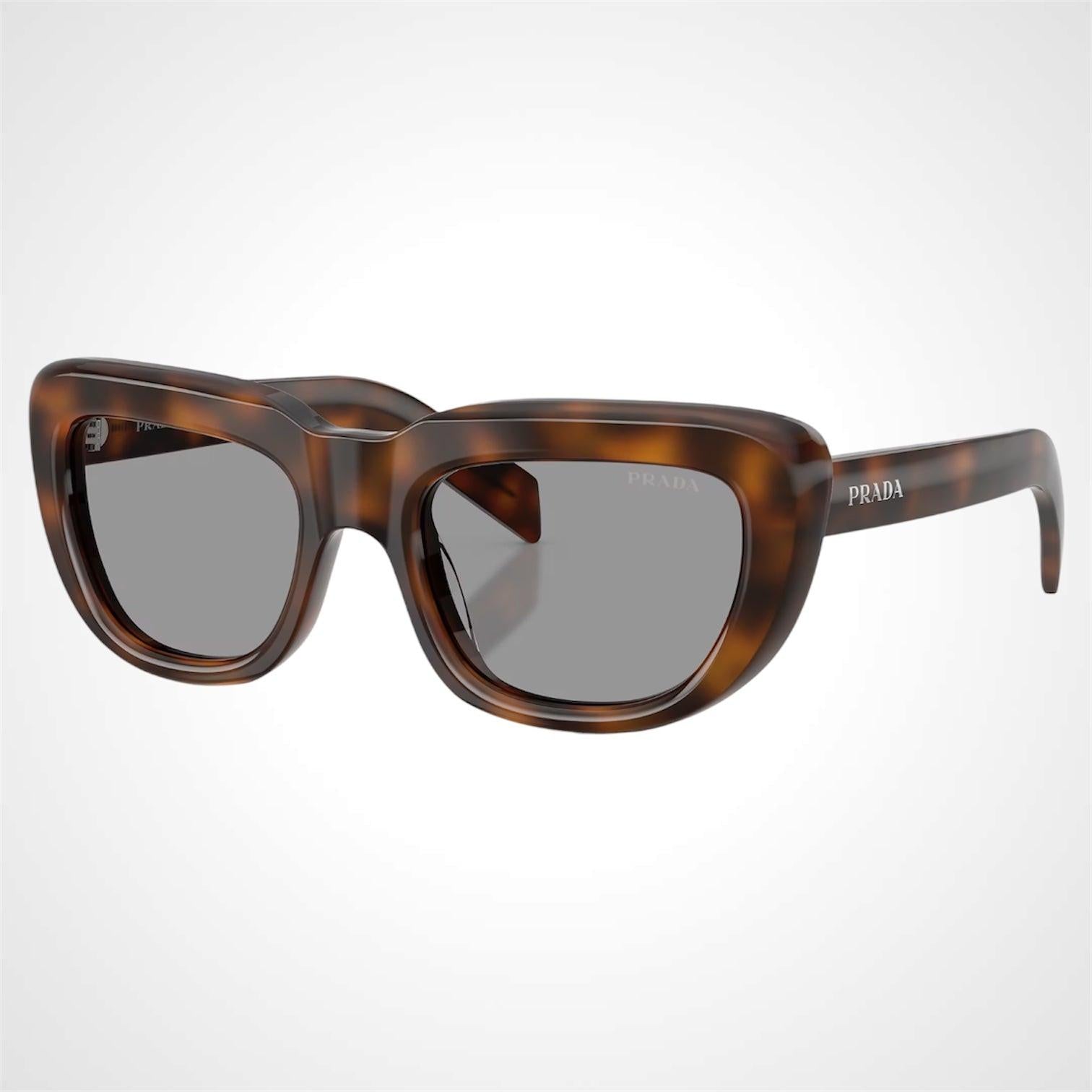 Prada PRD07S 20D50Q rectangle women's brown juniper tortoise sunglasses 