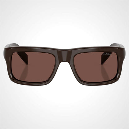 Prada PRD11S 27I90W 8056262875568 brown cigar rectangle sunglasses front frame 