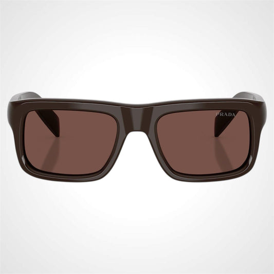 Prada PRD11S 27I90W 8056262875568 brown cigar rectangle sunglasses front frame 