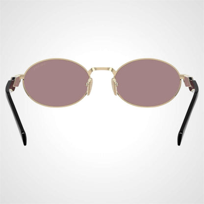 Prada 0PR65ZS ZVN20I gold oval metal symbole sunglasses back view