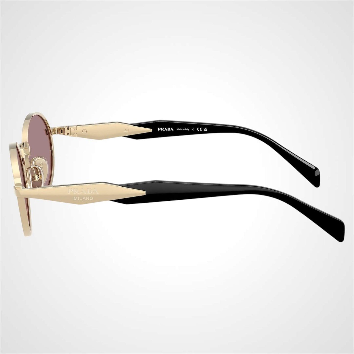 Prada 0PR65ZS ZVN20I gold oval metal symbole sunglasses side view