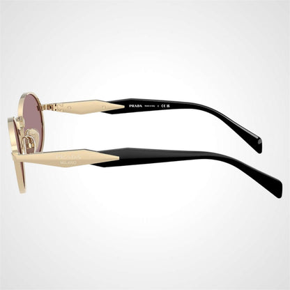 Prada 0PR65ZS ZVN20I gold oval metal symbole sunglasses side view