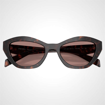 PRADA PRA02S 17N60B brown havana cat eye silver symbole sunglasses front frame