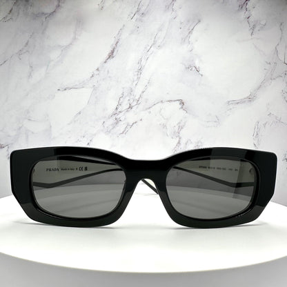Prada 0PRB05S 09Q08Z black white rectangle symbole sunglasses front view