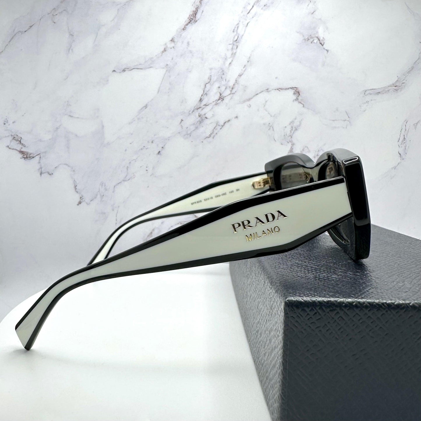 Prada PRB05S 09Q08Z black white authentic sunglasses side view