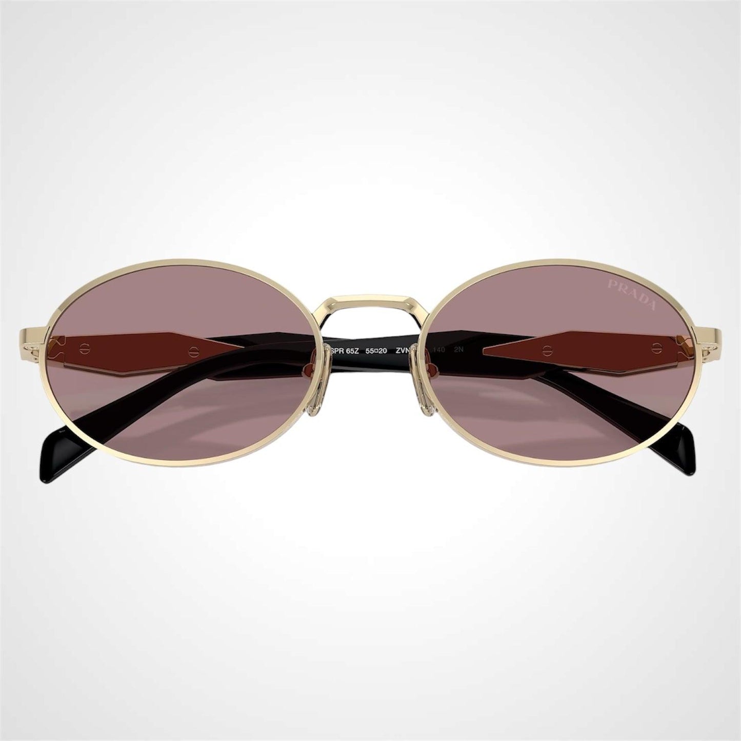 Prada 0PR65ZS ZVN20I gold oval metal symbole sunglasses front view