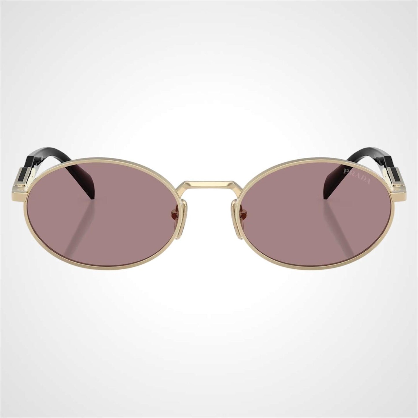 Prada 0PR65ZS ZVN20I gold oval metal symbole sunglasses front view