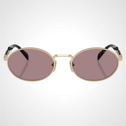 Prada 0PR65ZS ZVN20I gold oval metal symbole sunglasses front view