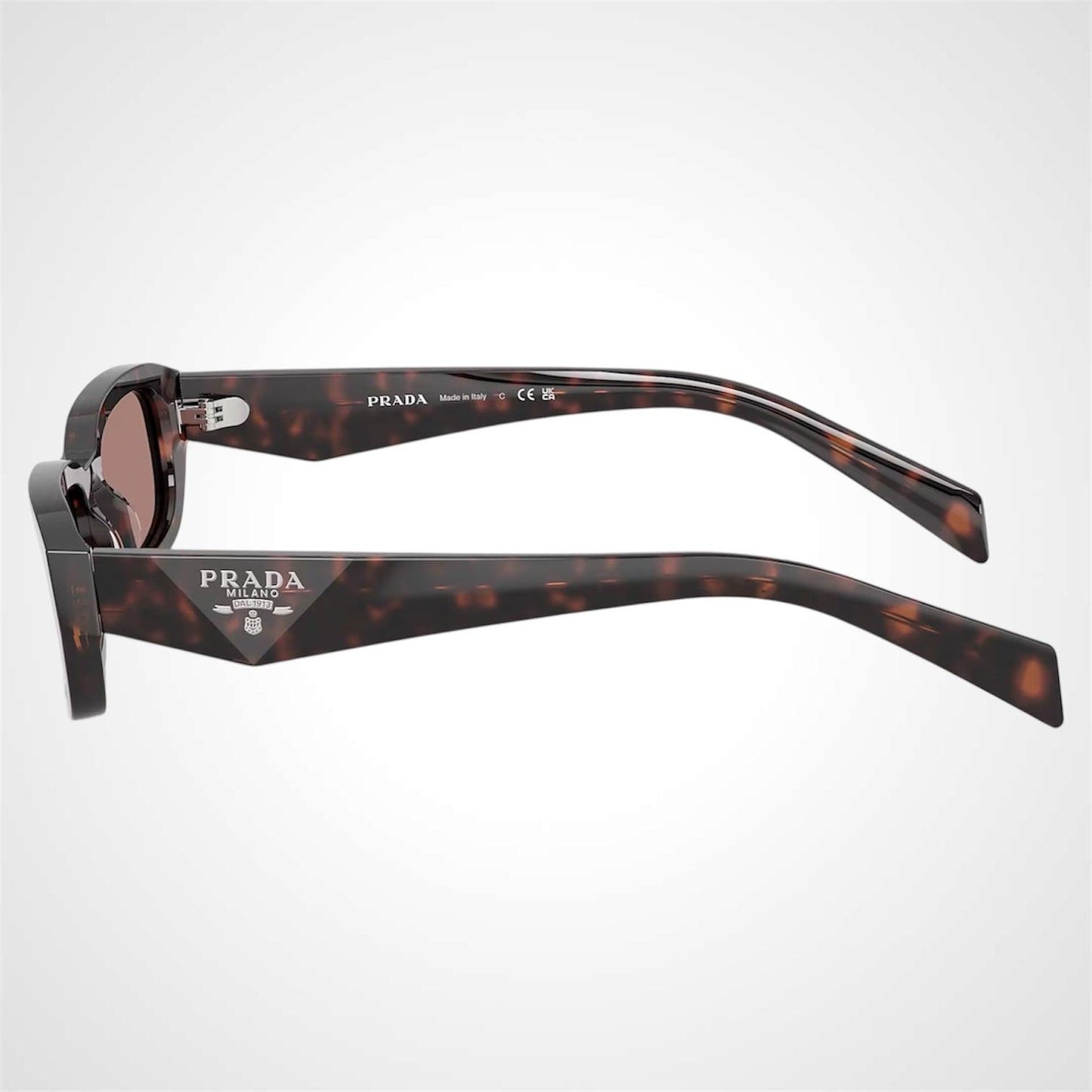 Prada 0PRB06S 17N60B rectangle brown tortoise symbole logo sunglasses side view