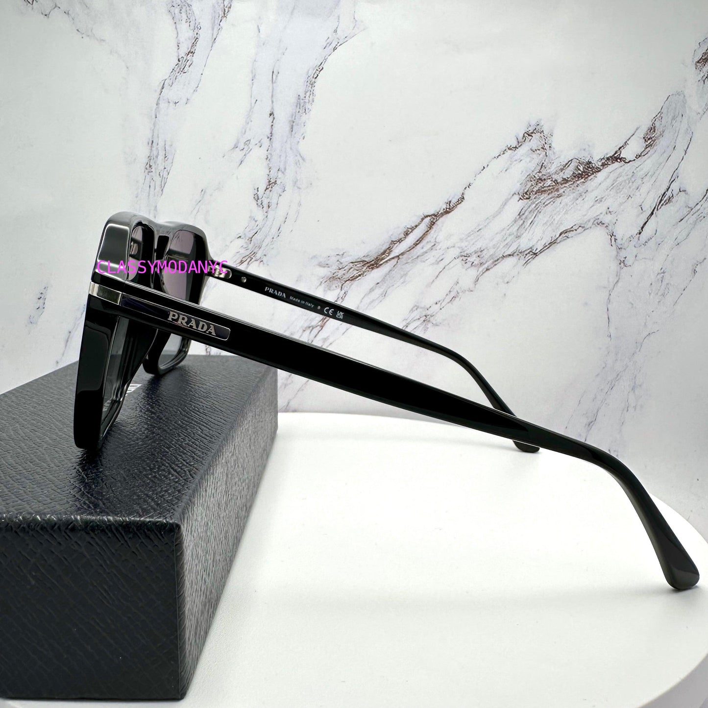 Prada 0PR20YS 1AB06T mens sunglasses with silver metal Prada temple arm logo