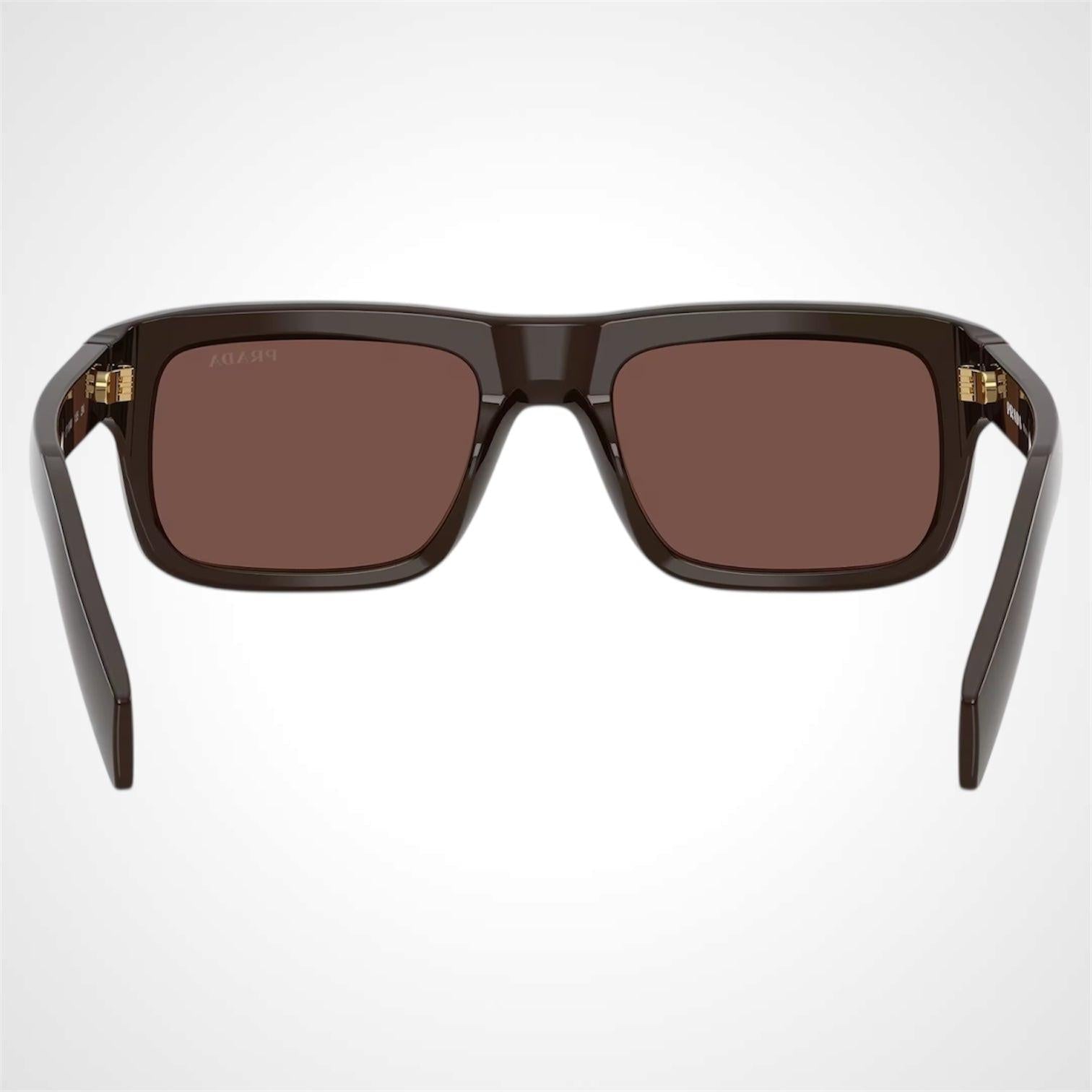 Prada PRD11S 27I90W 8056262875568 brown cigar rectangle unisex sunglasses back view 