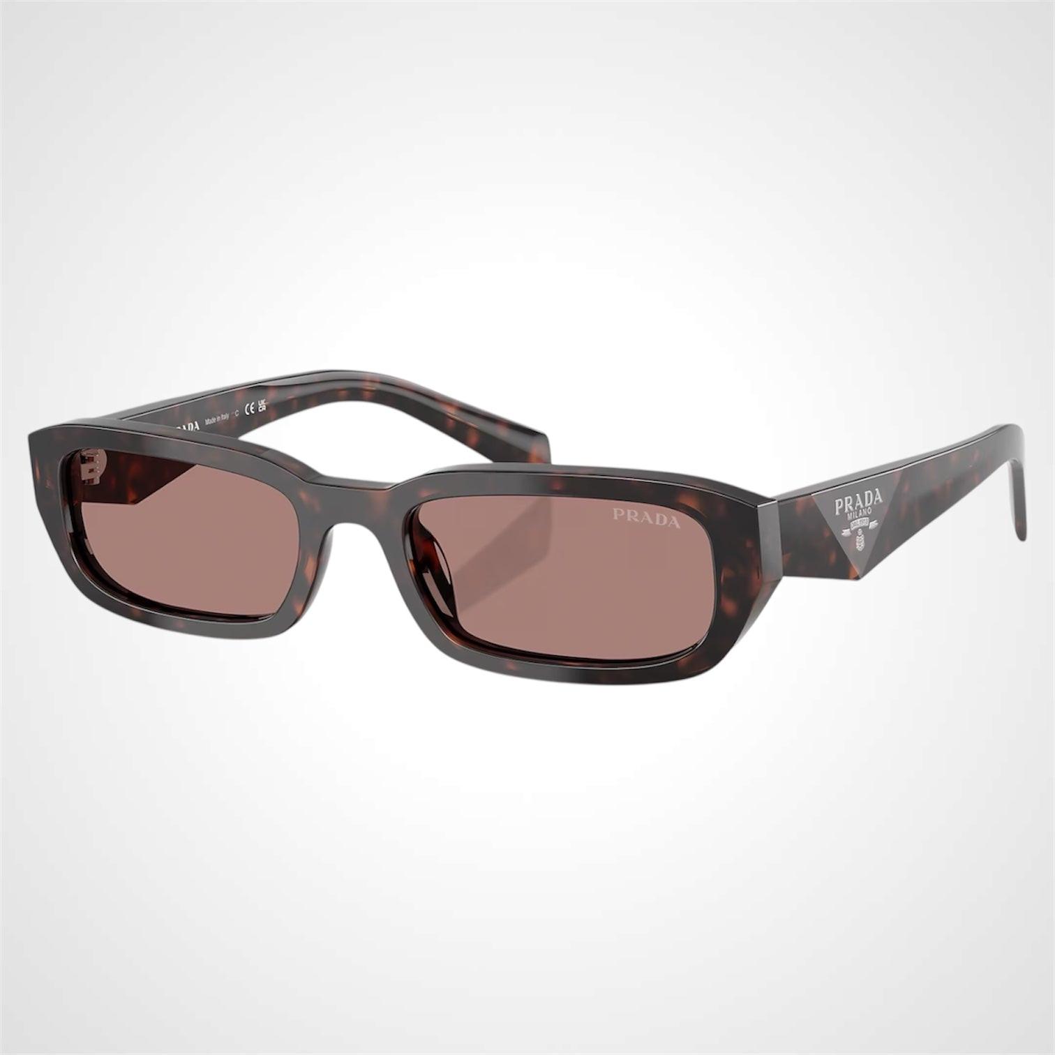Prada 0PRB06S 17N60B rectangle brown tortoise symbole logo sunglasses side view