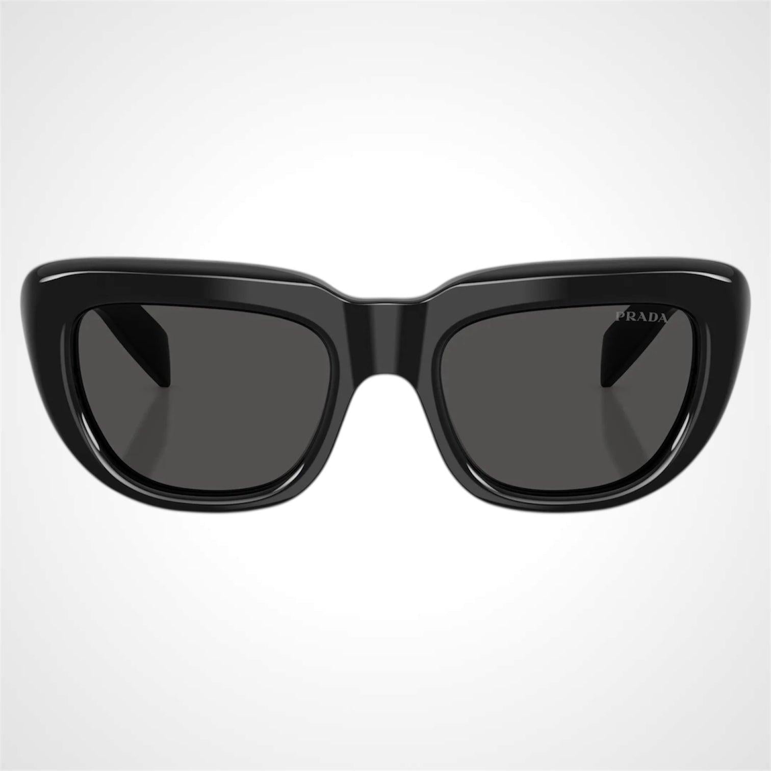 PRD07S 16K08Z Prada black rectangle women's sunglasses front view 