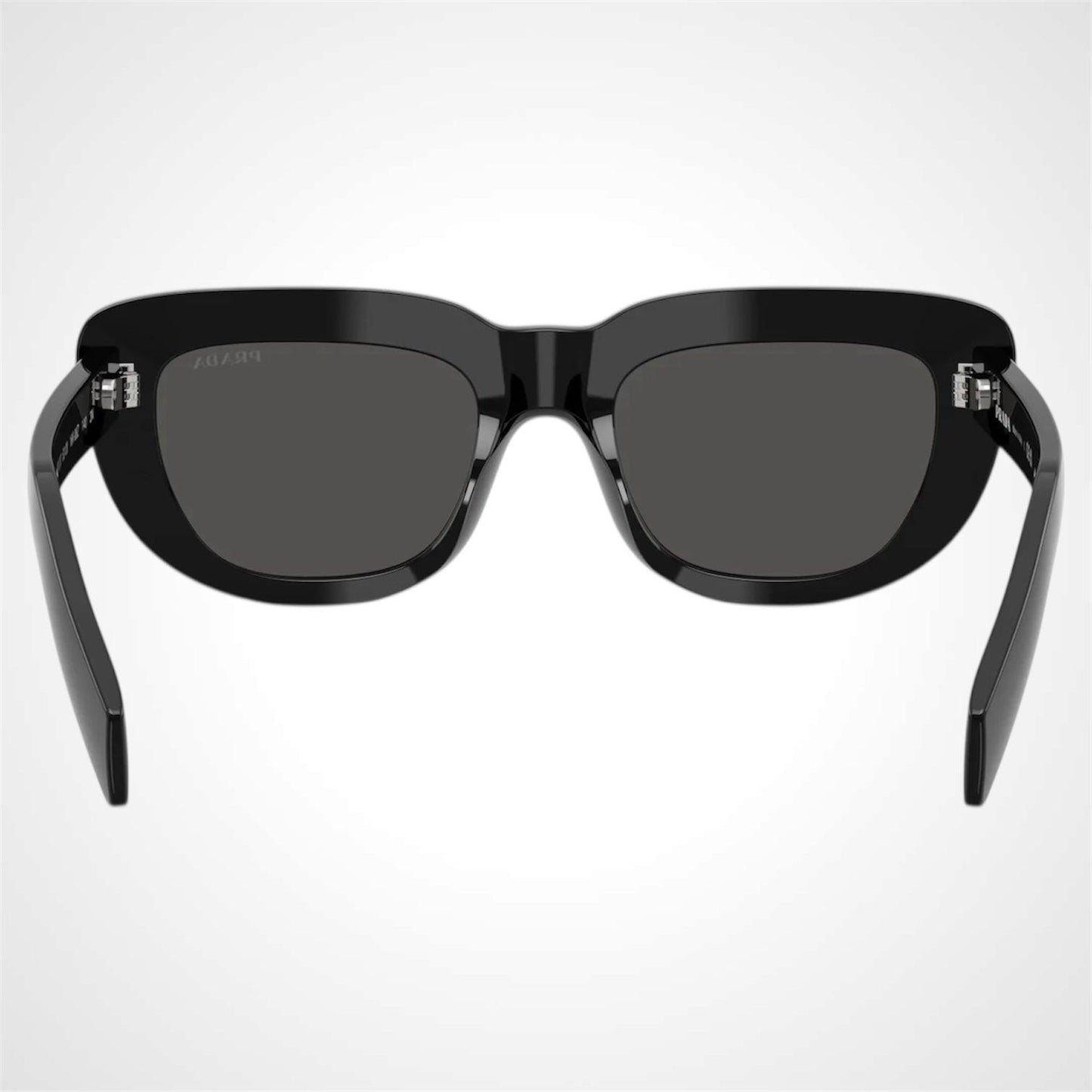 PRD07S 16K08Z Prada black rectangle women's sunglasses back view 